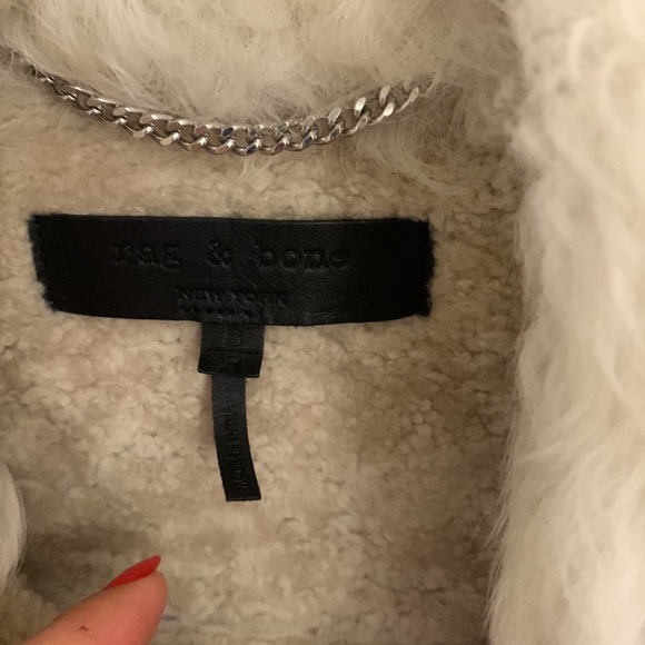 Rag & Bone Andrew Genuine Dyed Lamb Shearling Collar, Denim Jacket Size: Small - Picture 5 of 6